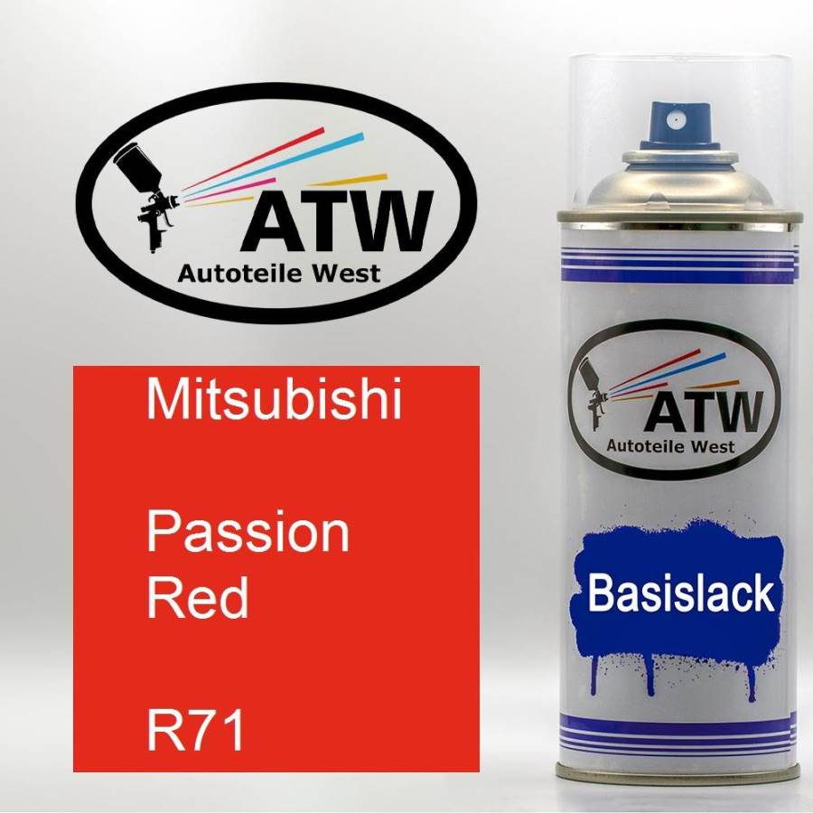 Mitsubishi, Passion Red, R71: 400ml Sprühdose, von ATW Autoteile West.